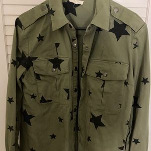 Army green star denim jacket